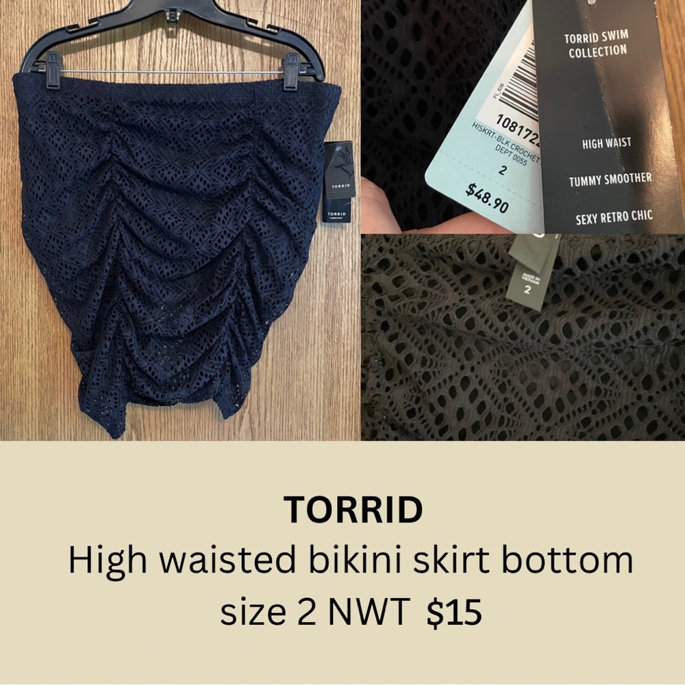 Torrid Black High Waisted Bikini Skirt Bottom